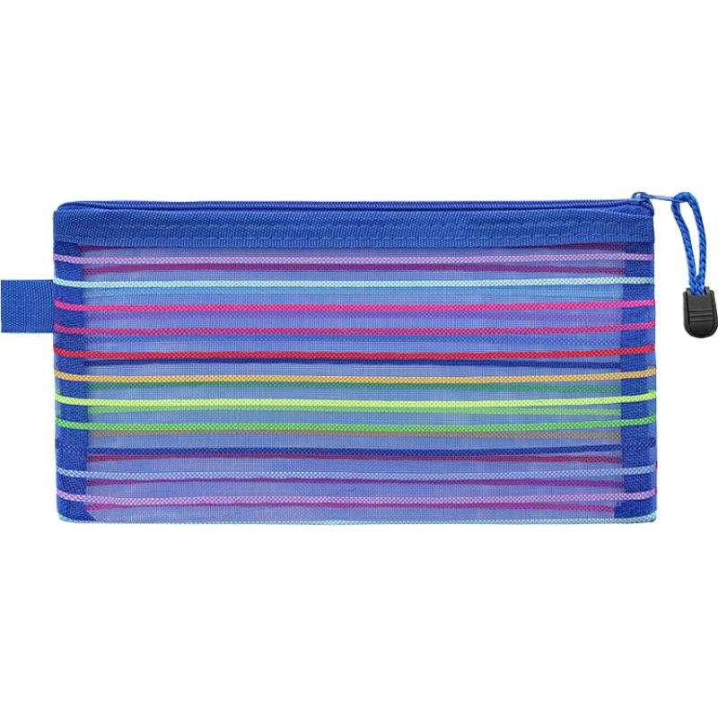 Colorful Mesh Zipper Pouch Bags Transparent Pencil Case Makeup Cosmetic Storage Bag Travel Organizer Stationery Office School