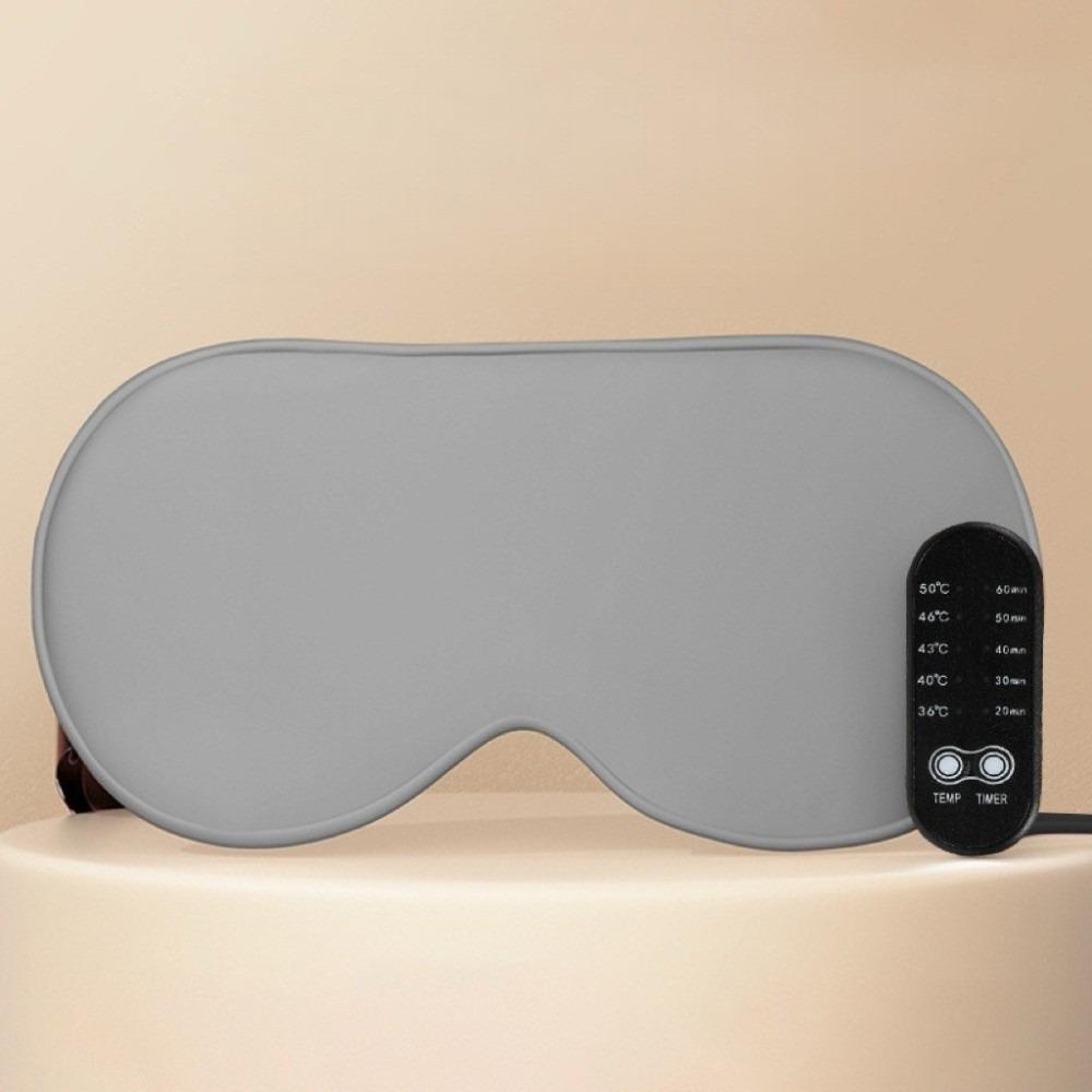 Electric Heating Sleep Eye Mask Adjustable Timer Simulation Silk Eye Mask  Home Travel Grey 5V 1A/2A
