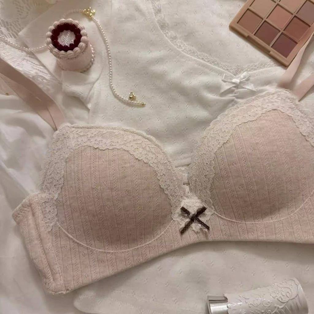 Girls Cute Bras Push Up Underwear Lace Dot Wireless Lingerie Backless Adjustable Women's Bras