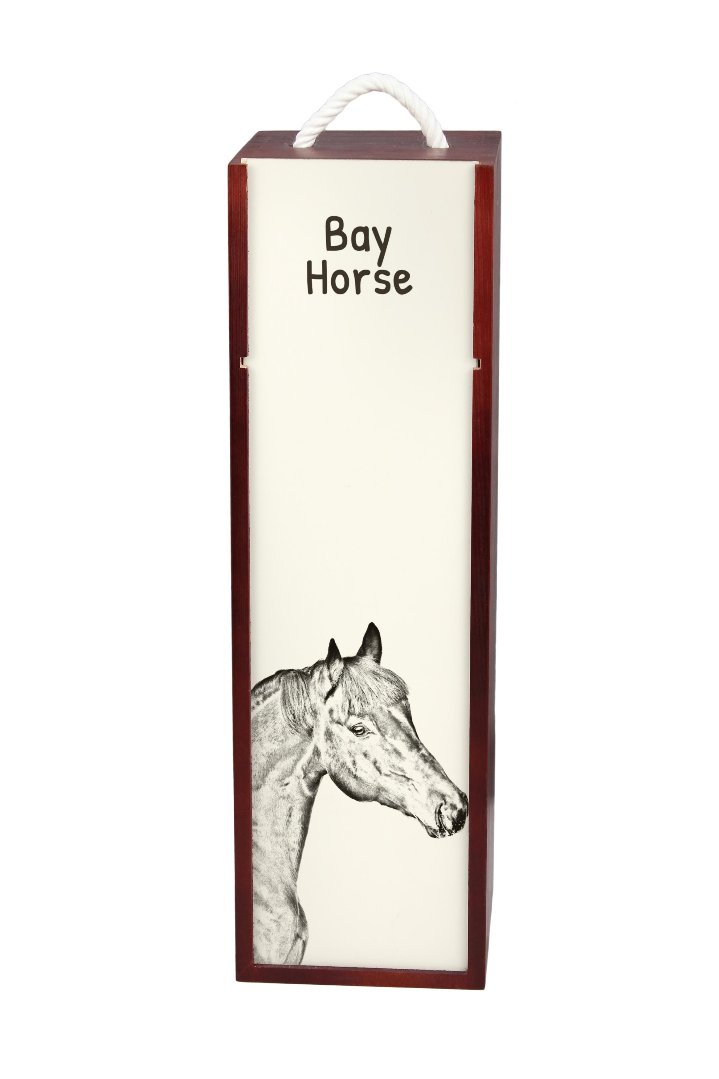 

Bay Horse - wine box with a horse, alcohol box with graphics, personalized gift box from the Art-Dog brand коричневий