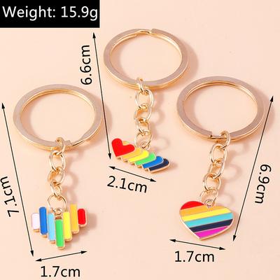 Cute Enamel Rainbow Flag Keychain Love Heart Key Ring Pendants for Women Girls Handbag Decor DIY Key Chains GiftS