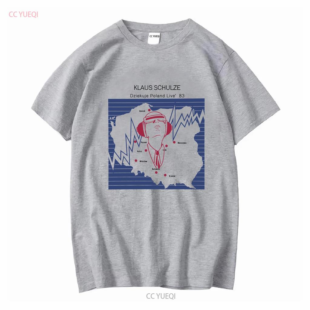 Klaus Schulze in Polen limitierte Auflage klassisches graues Tribut-T-Shirt lange oder kurze Ärmel Vintage gewaschen dehnbar bequem