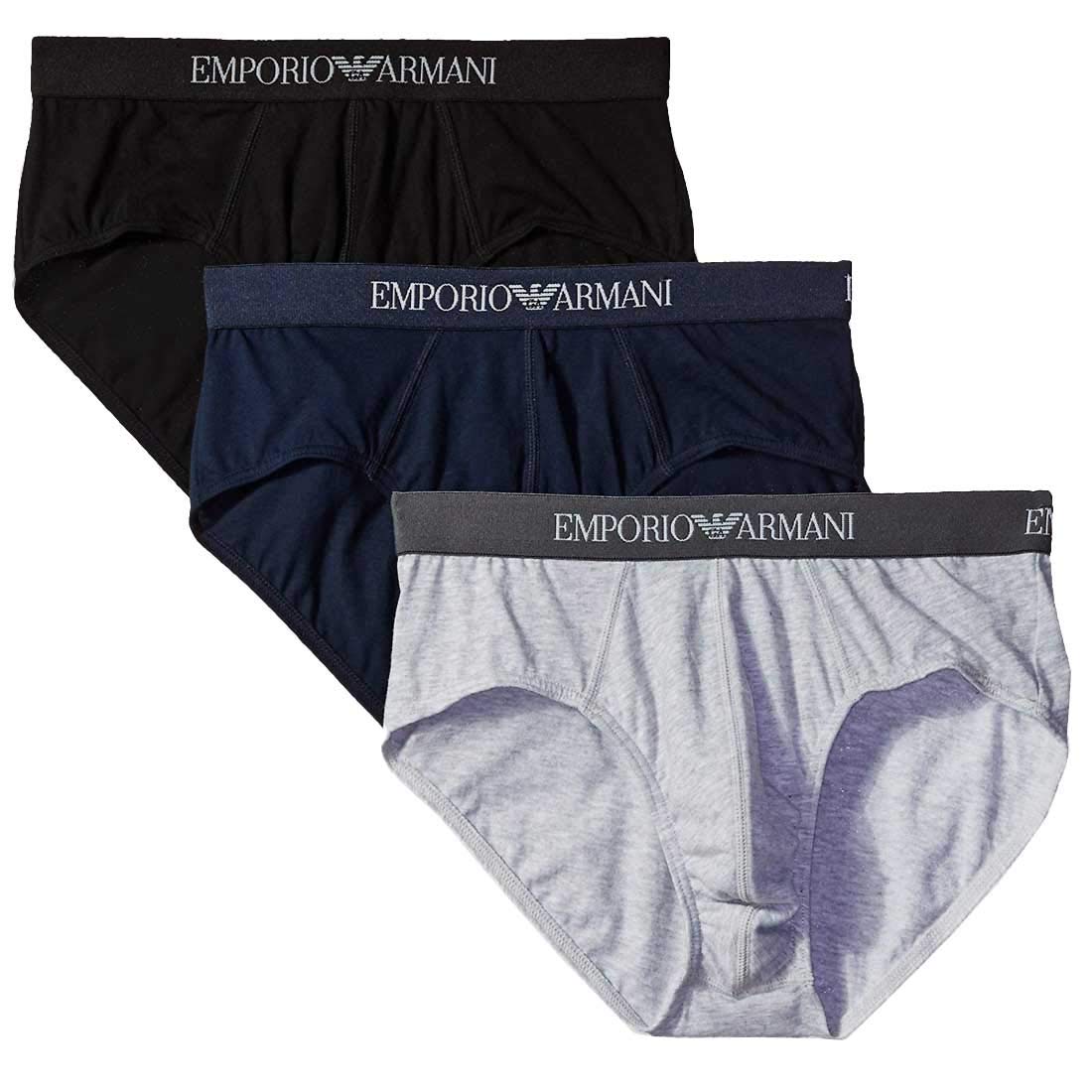 

Emporio Armani 3-Piece Brief Bikini Pack (110824), Grey/Black/Navy, XL [Parallel Import]