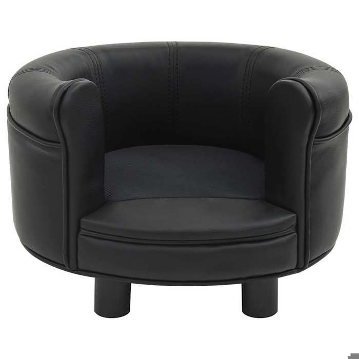 VidaXL Canapé pour Chien Noir 48x48x32 cm Peluche et Similicuir Sofa pour Chat 170957