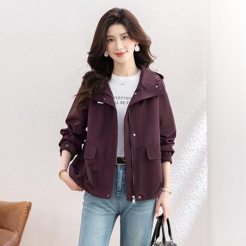 Women's Casual Solid Hooded Long-Sleeve Jacket
