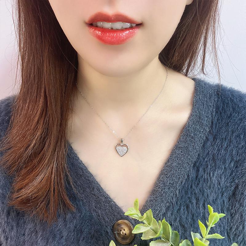 S925 Sterling Silver Micro Lnlay Heart -Shaped Love Necklace Simplicity Fashion Ladies Secklace Personality Jewelry Pendant