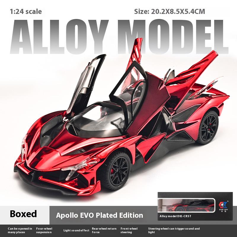 Simulation 1/24 Apollo EVO Plating Alloy Car Sound and Light Children's Toy Car Sports Car Model Collection Ornament Gift