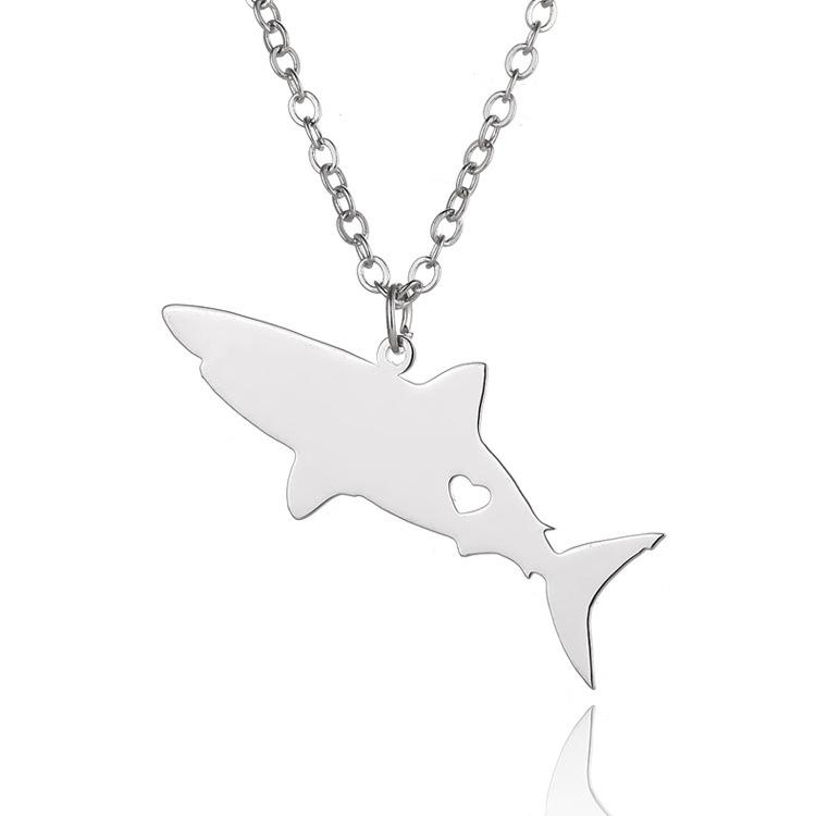 Shark & Whale Hollow Heart Necklace - Unisex Ocean Animal Sweater Chain