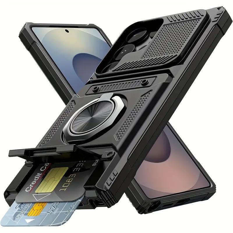 

Heavy Duty Case For Samsung Galaxy S25 S24 S23 Ultra A16 A15 A14 A25 A35 A55 A56 5G Magnetic Rotated Ring Hidden Card Slots Cove Galaxy A56 5G