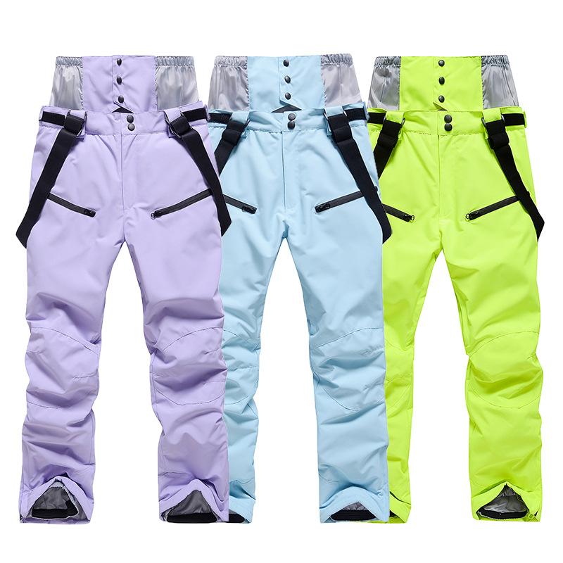 New Style Ski Pants Men and Women Suspender Ski Pants Winter Windproof Waterproof Warm Thickened Single-board Double-board Ski Pants