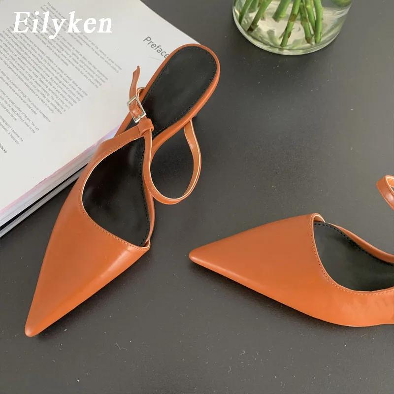 Fashion Eilyken Spring New Brand Women Slipper Fashion Pointed Toe Slip On Ladies Elegant Slip On Mules Thin High Heel Pumps