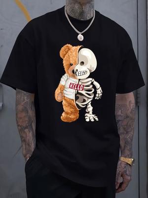 Skelett Bär Grafikdruck Herren Luxus Baumwolle Kurzarm T-Shirt Sommer Unisex Herren- und Damen Streetwear Trend