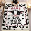 Coperta Personalizzata Mucca Nome Personalizzato Stampa Mucche Carine Pile Plaid Stagione Singola Morbida Calda Biancheria da Letto per Bambini Arredamento Fattoria Regalo