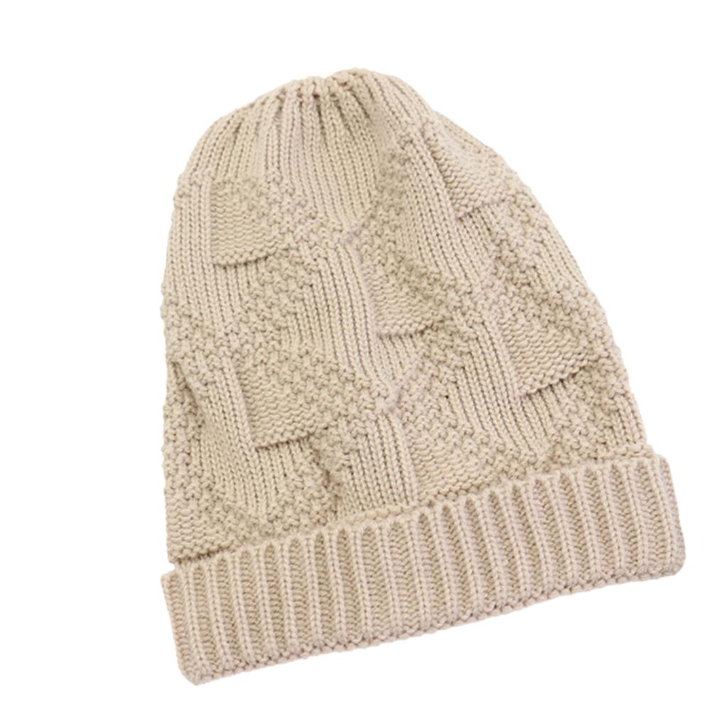Cable Knit Beanie Hats Baggy Slouchy Skull Ski - Beige, as described