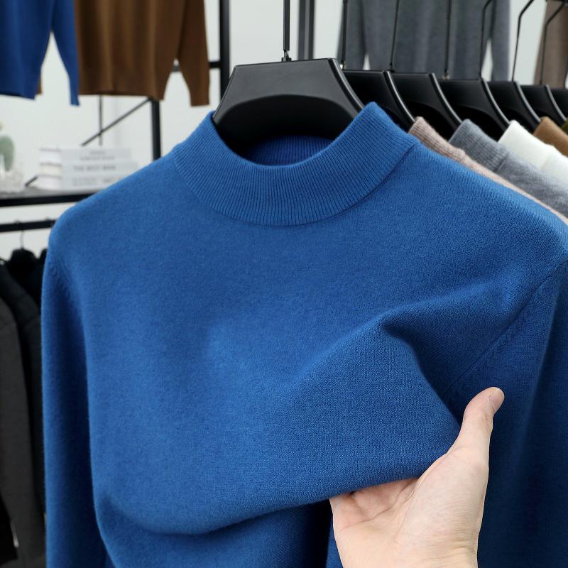 Herren Pullover aus einfarbiger Wolle - Herbst/Winter Halber Rollkragen Lässiger Baselayer