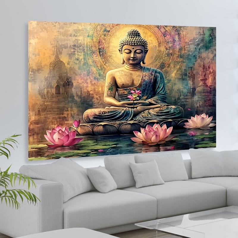 VIKAMA Serene Buddha Lake Scene Tapestry Stylish Wall Decor For Bedroom Meditation Nook Apartment Aesthetic Backdrop Home Decor