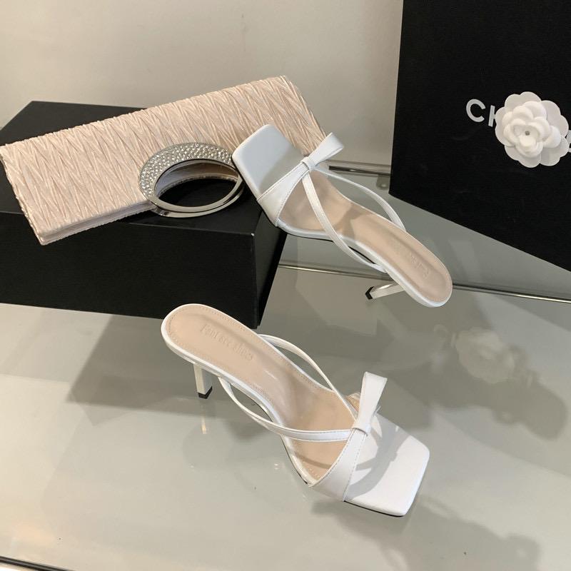 Fashion New Style Luxury Women's Pink Cool Slippers for Women's French Pointed Bow Hollow High Heels Half Wrapped Women's Slippers