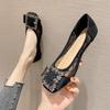 Fashion Shoes for Women Sexy Rhinestone Square Toe Black Slip-on Woman Flats Offers Original Daily Routine Walking Stylish 39 Offer Sale