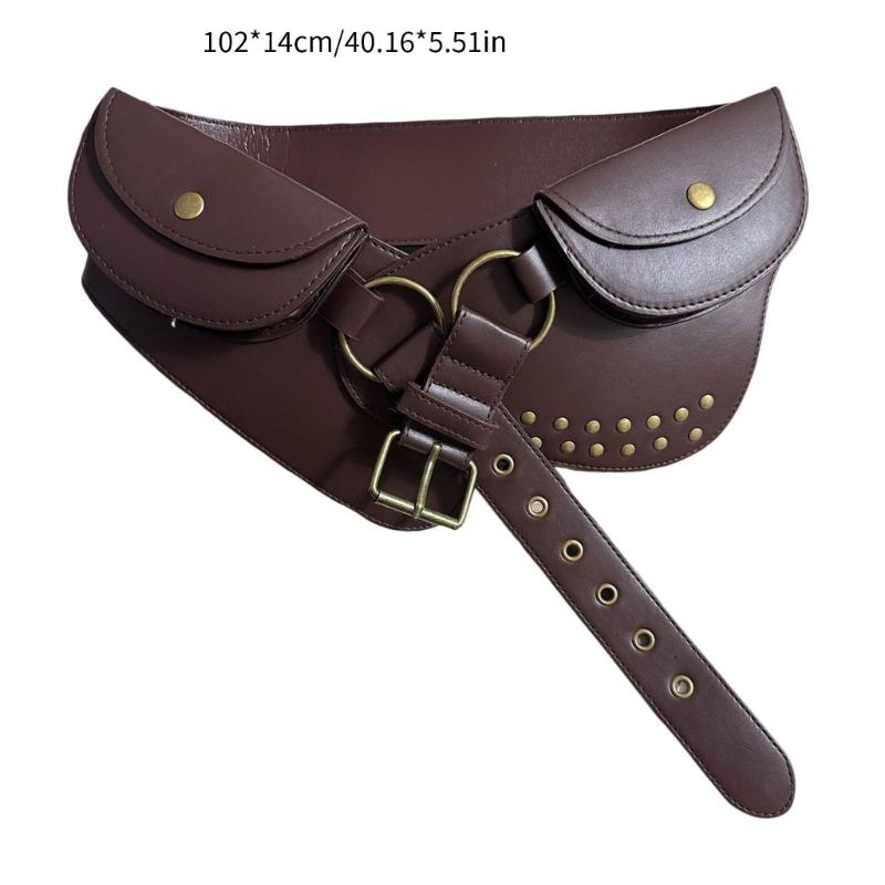 Wide PU Waist Cincher For Women Men Pants And Dresses Cosplay Event Gathering Waist Pack Belt Bag for Stage Perfomrances