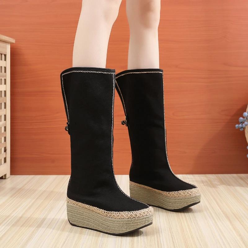 Fashion 2024 New Autumn And Winter Boots Retro Women's Knee-high Boots With Fashion Women's Platform High Boots
