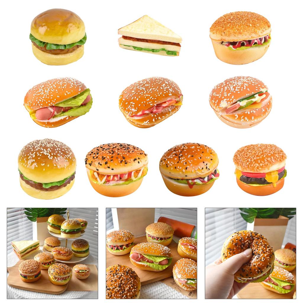 Imitation Hamburger Bread Models Artificial Food Bread Model PU Texture Perfect for Home Decor and Party Displaying