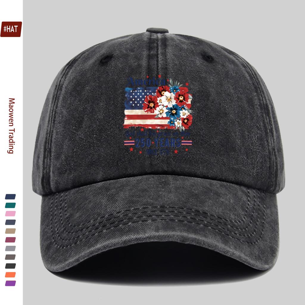 Pc American Flag  Floral Print Adjustable Snapback Cap  Vintage Dad Hat Suitable for Men  Women Lightweight Cap for Beach