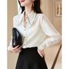 Women's Embroidered Bowknot Long Sleeve Shirt