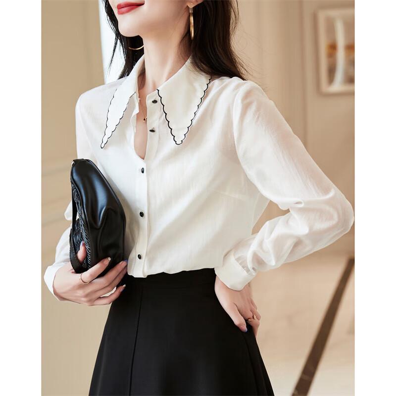 Women's Embroidered Bowknot Long Sleeve Shirt