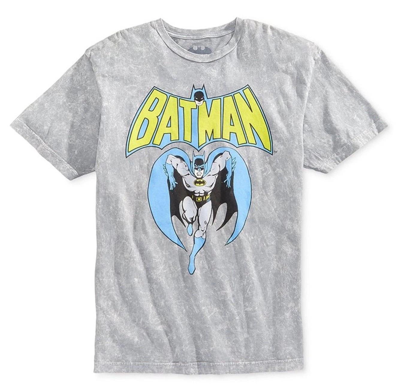 

Batman Mens Old School Retro Design Gray Mineral Wash Shirt NWT Medium 4XL