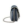Gucci GG Marmont Chevron Quilted Navy Blue Leather Mini Chain Shoulder Bag With White Trim For Women Luxury Daily Use