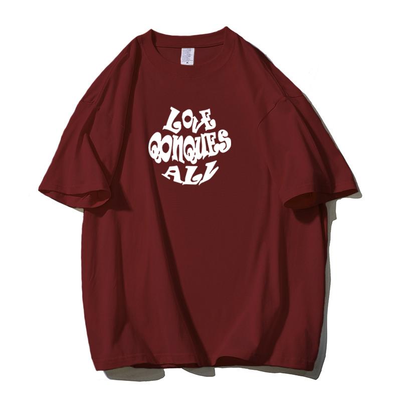 

Shellsuning Простая женская футболка с буквенным принтом, повседневная корейская мягкая базовая футболка из 100% хлопка с круглым вырезом и коротким рукавом, женская уличная одежда, топ в стиле Харадзюку 3XL вино красного