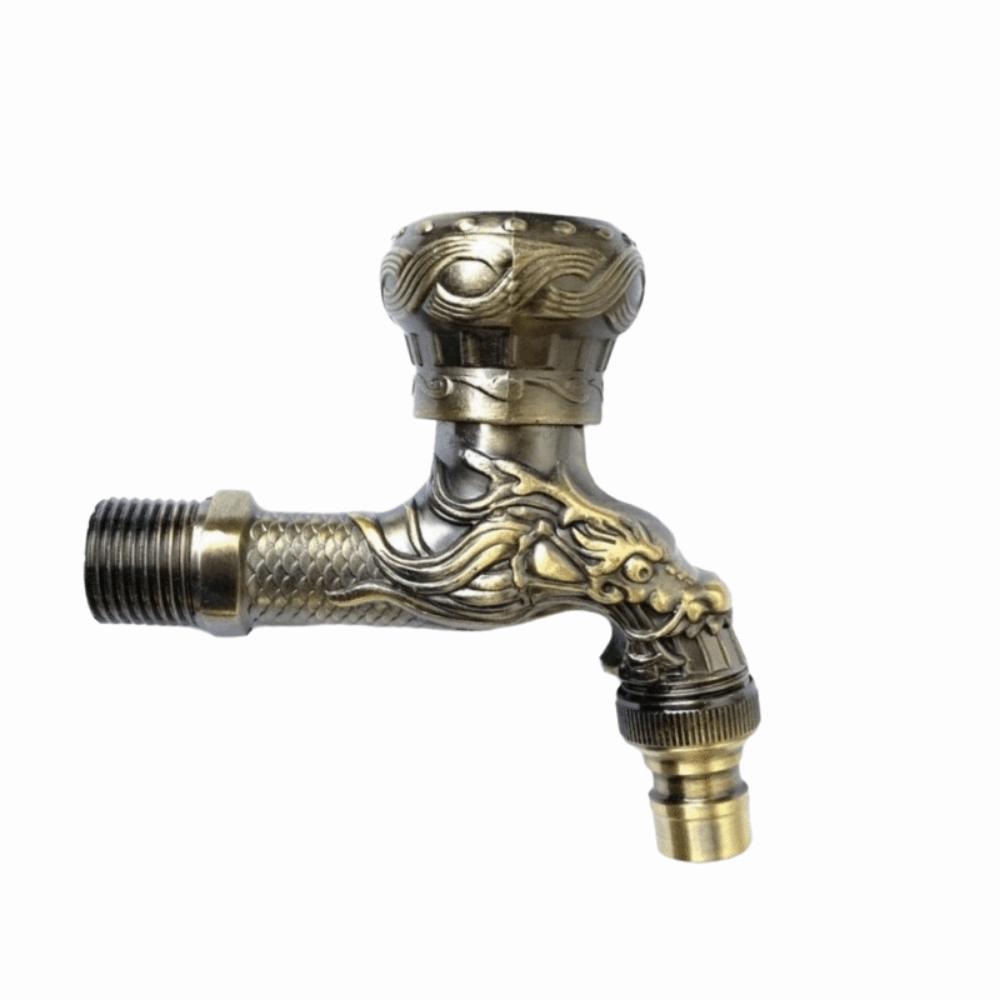 Bronze Keramik Ventilkern Drachen Armatur Bronze Oberfläche Geschnitzt Wandmontiert Eckventil Einzelkalt 4-Pin Schnittstelle Antiker Wasserhahn
