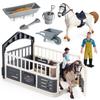Simulation Pretend Play Toys Knight Horse Farm Animal Model Set Fencing Farm Truck Scene Decorations Teaching Aids