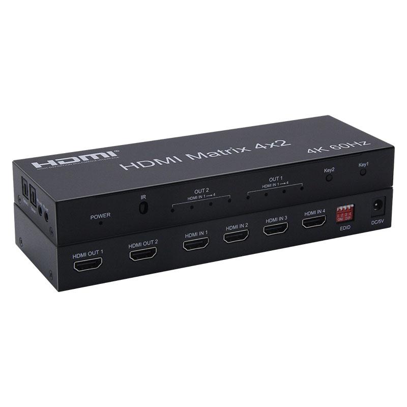 SOFLY 4K60Hz HDMI Matrix 4x2 Video Switcher Support 5.1 Audio HDMI Matrix Splitter Switch чёрный