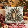 2D FLAT-1pc Vintage Christmas Style Floral and Bird Lantern Pillowcase, Featuring a 2D Flat Printing Process, Is a Light-toned Decorative Pillowcase S