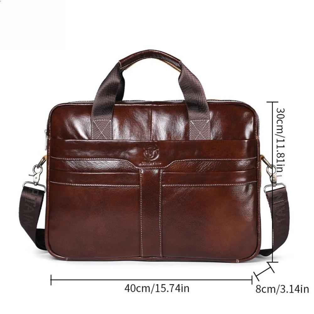 Brand Men's Handbag 100% Leather Briefcase  Large Capacity 14 Inch Laptop Bag Casual Shoulder Crossbody Bag Messenger Bag