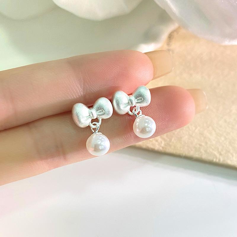 

Милые и симпатичные серьги-бантики с жемчугом, легкие роскошные серьги в стиле принцессы