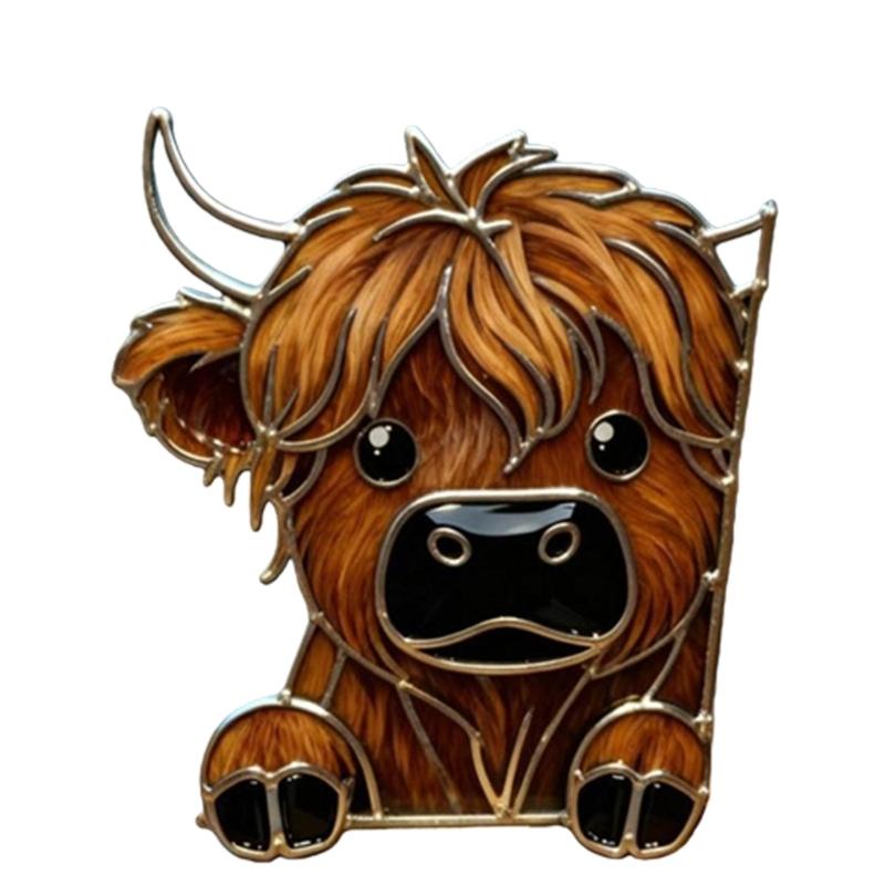 652F Funny Peeping Highlands Cow Window Decorations,Christmas Ornament for Shelf