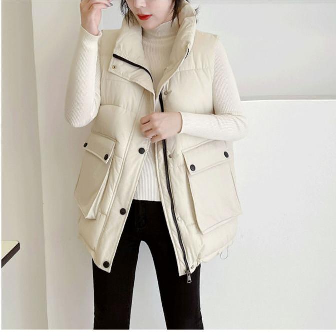 Dámská podzimní a zimní módní vesta střední délky z prachového peří v západním stylu, která omlazuje a hodí se ke všemu.