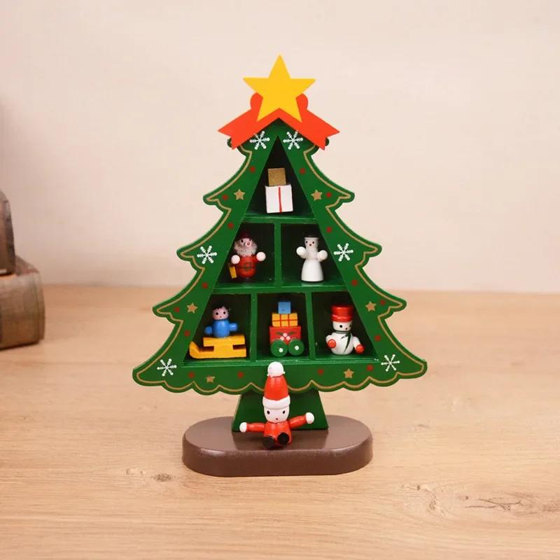 

Christmas Decorations Wooden Christmas Tree Creative Scene Layout Ornaments Three-dimensional Red Xmas Table Desktop Decoration Other