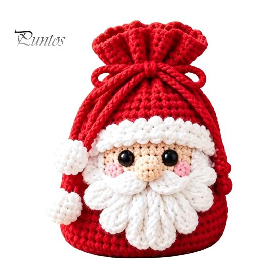 Christmas Pouch Craft Set Crochet Kit, DIY Santa Snowman Pouch, Cute Penguin Elk Bear Knitting Supplies Designs, Storage Bag Kit for Beginners,