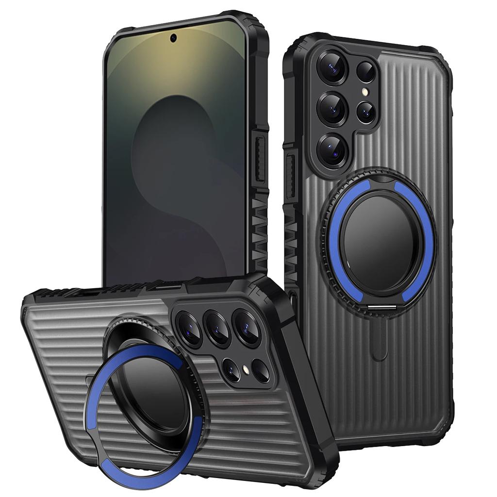 360° Rotate Ring Stand Military Grade Magnetic Case for Samsung S25 S23 S24 FE S22 Ultra Plus S25 Edge A56 A36 A26 Armor Cover
