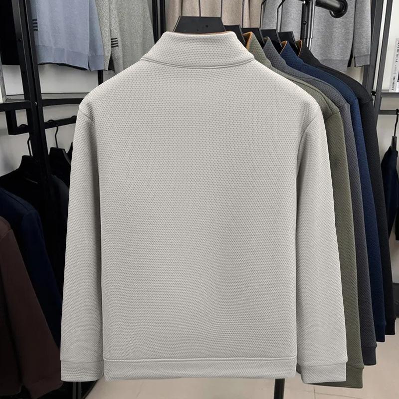 Autumn/Winter Men's Half-Zip Stand Collar Loose-Fit Casual Commuter Business Check Sweatshirt