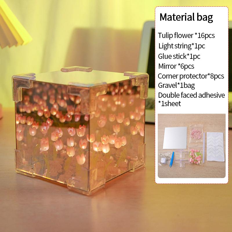 

13/16/20 шт. Ночной светильник в виде тюльпана, ручная работа, материалы для самостоятельной работы, настольная лампа в виде цветка тюльпана, декоративное зеркало, прикроватный светильник, домашний декор