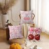 Art Pink Bow Cherry Lovely Kawaii Cushion Cover Inches Farmhouse Decor Home Throw Pillow Covers For Couch Decorations