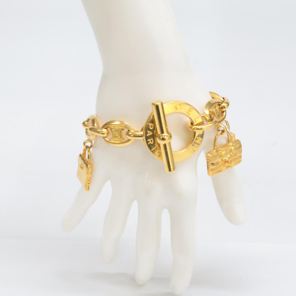 CELINE Bag Motif Charm Macadam Bracelet goldUsed