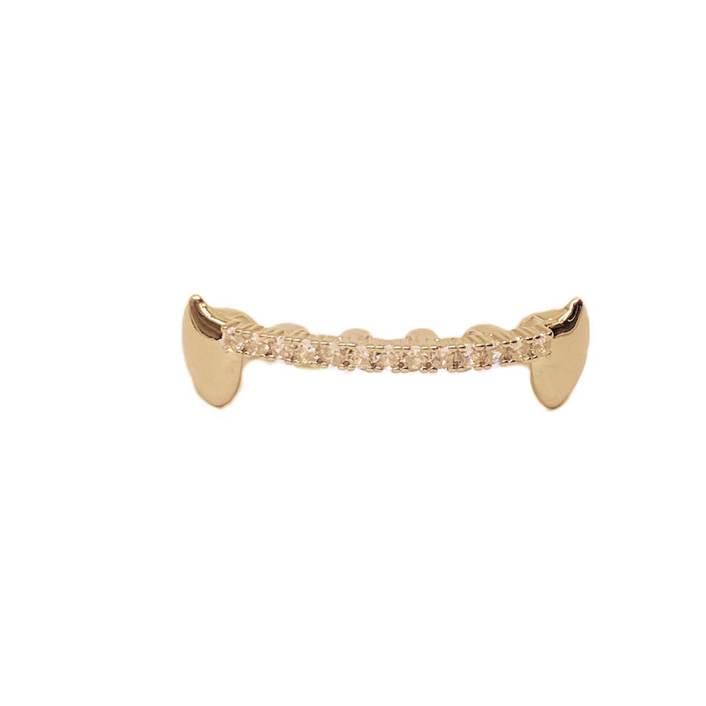 Hip-Hop Zirkonia Diamant Grillz, Trendiger galvanisierter T-Stil für europäische und amerikanische Mode.