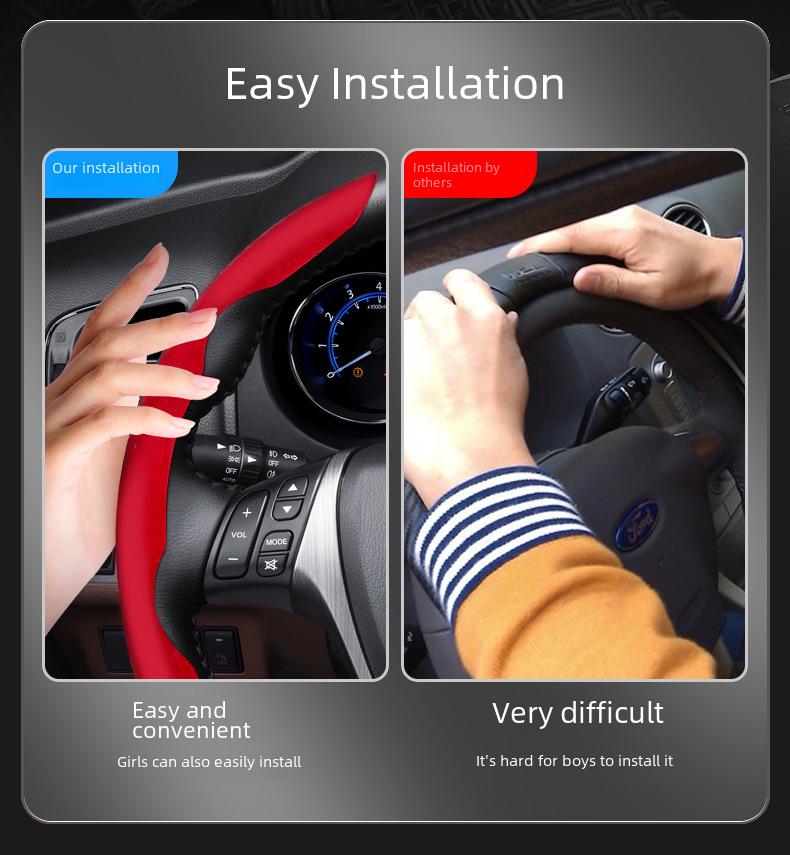 Ultra-Thin Suede Steering Wheel Cover for Men and Women - Absorbent, Non-Slip, All-Season Universal Handle Cover