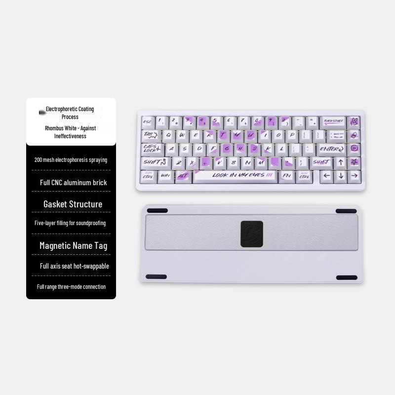Ultra-Thin Bluetooth Mechanical Keyboard - Three-Axis Design, Office Gasket Structure, PBT Keycaps, Aluminum Build, Portable for Tablets
