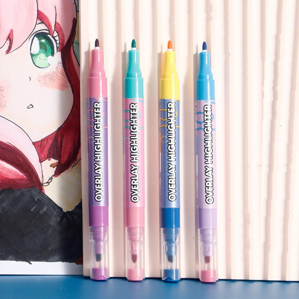 8-Color Dual Tip Overlay Highlighter Markers - Perfect for Journaling, Office & School Supplies, Ideal Gift for Students